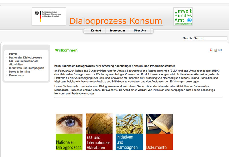 Startseite der Website "Dialogprozess Konsum"