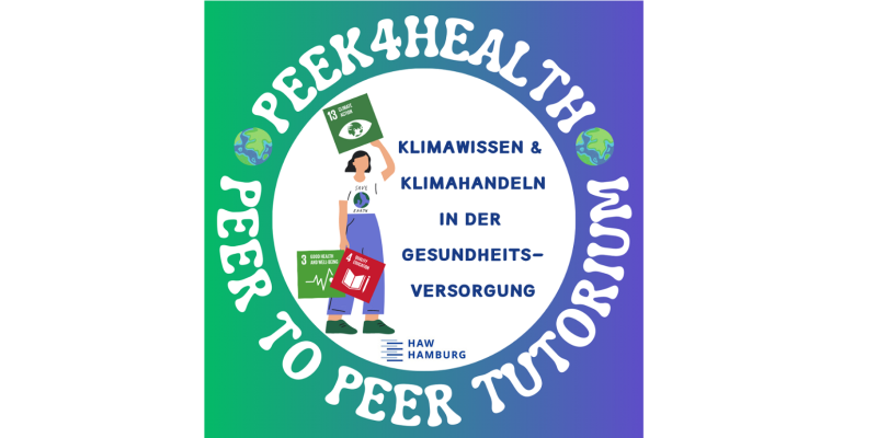 Logo des Projekts PeeK4Health mit dem Titel PeeK4Health - Peer-to-Peer Tutorium - Klimawissen & Klimahandeln.