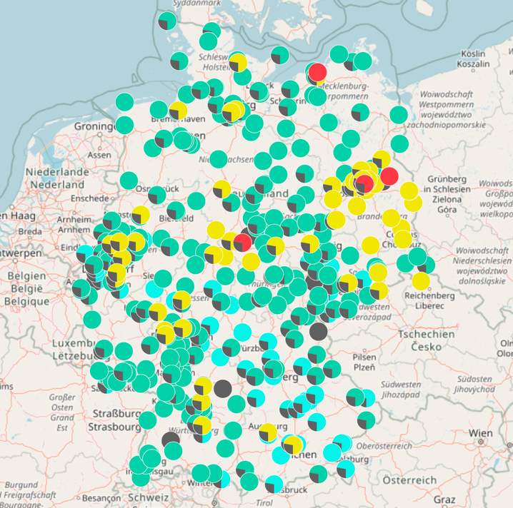 Map of the monitoring stations