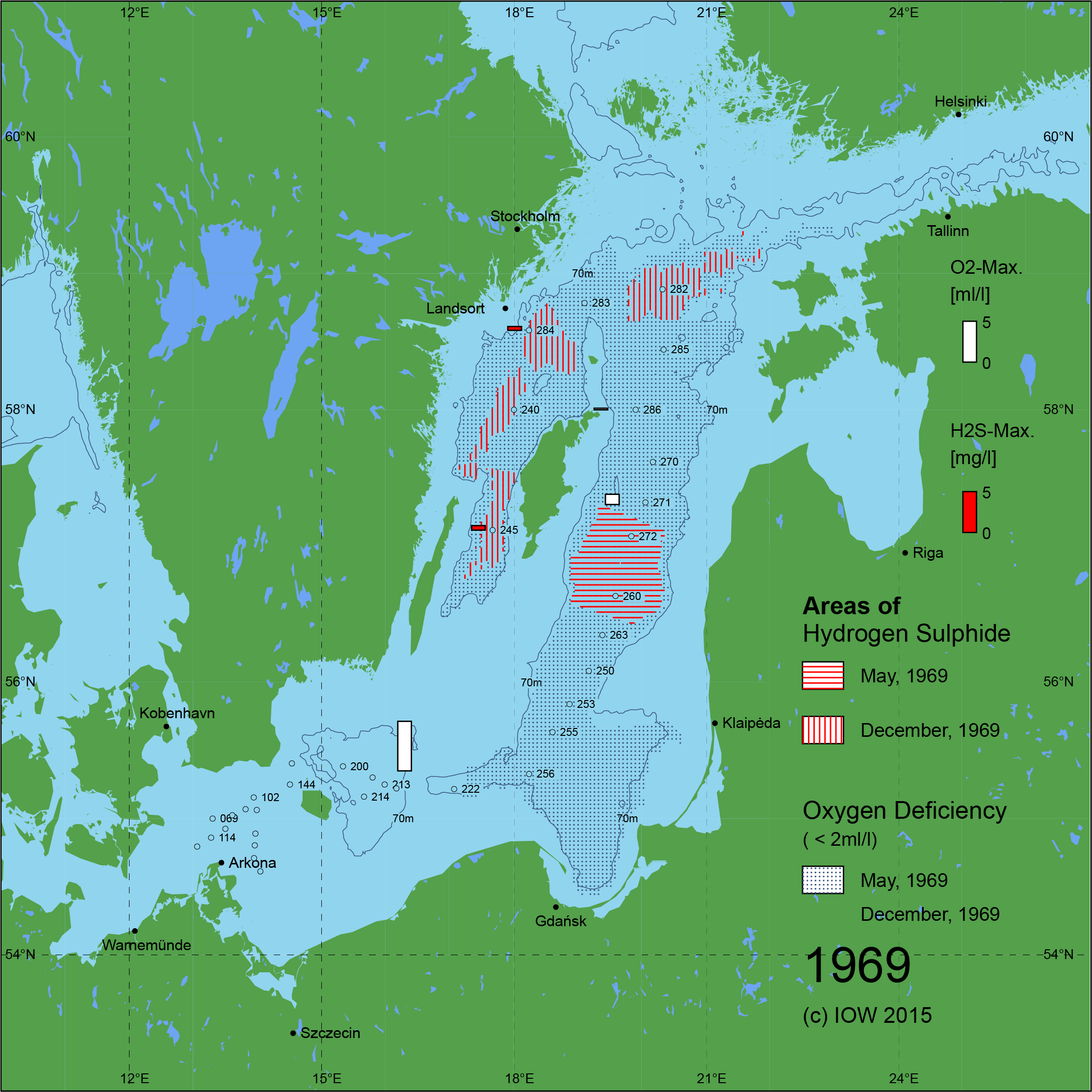 Sauerstoffarme und sauerstofffreie Gebiete in der Ostsee - 1969