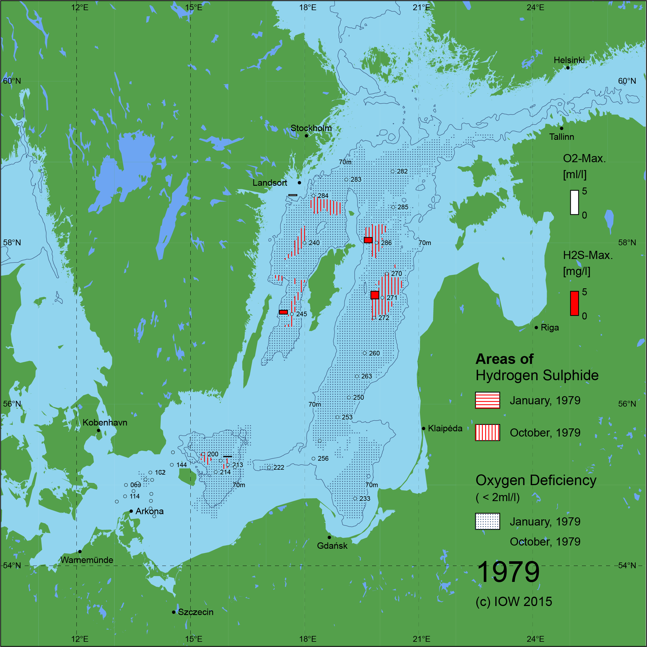 Sauerstoffarme und sauerstofffreie Gebiete in der Ostsee - 1979
