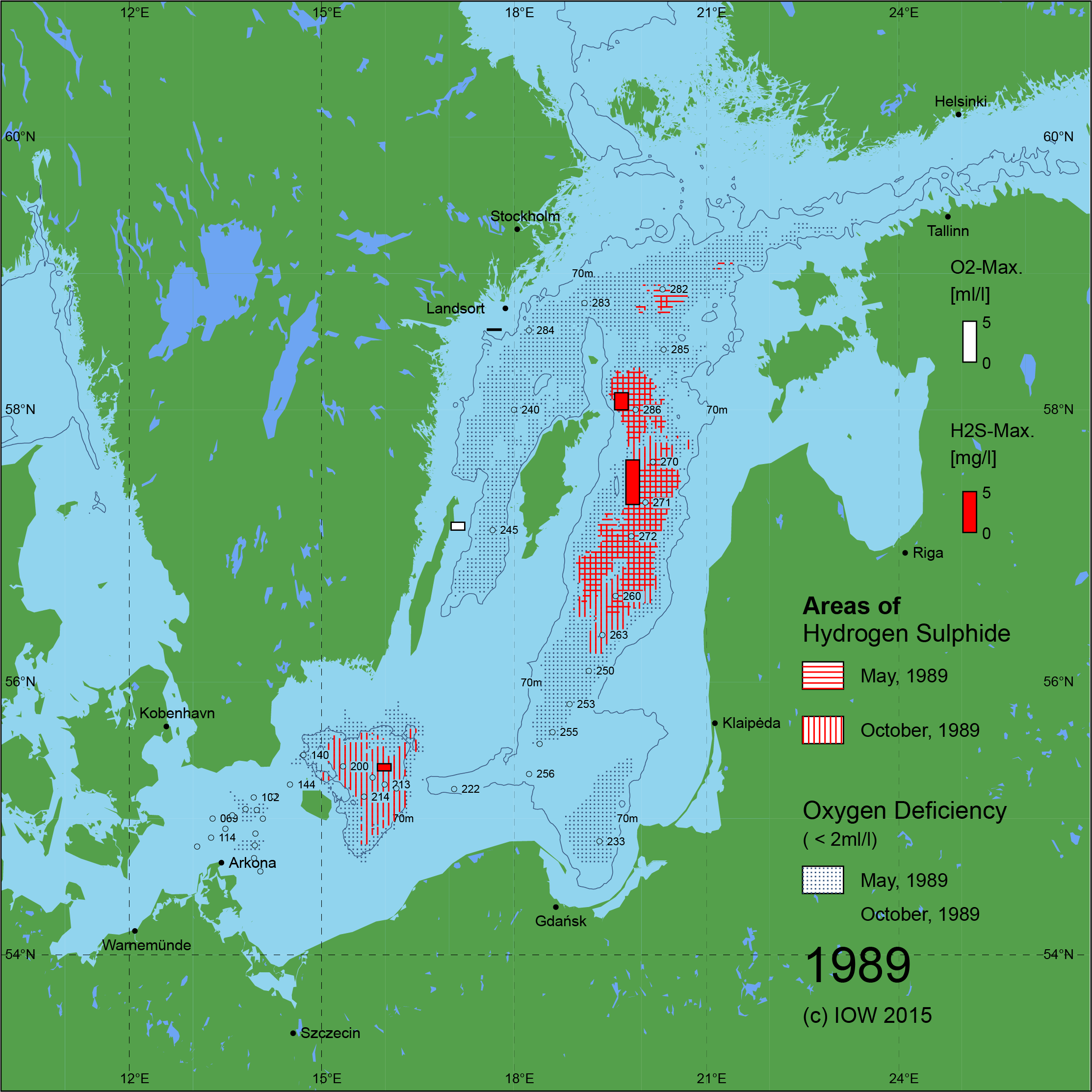 Sauerstoffarme und sauerstofffreie Gebiete in der Ostsee - 1989