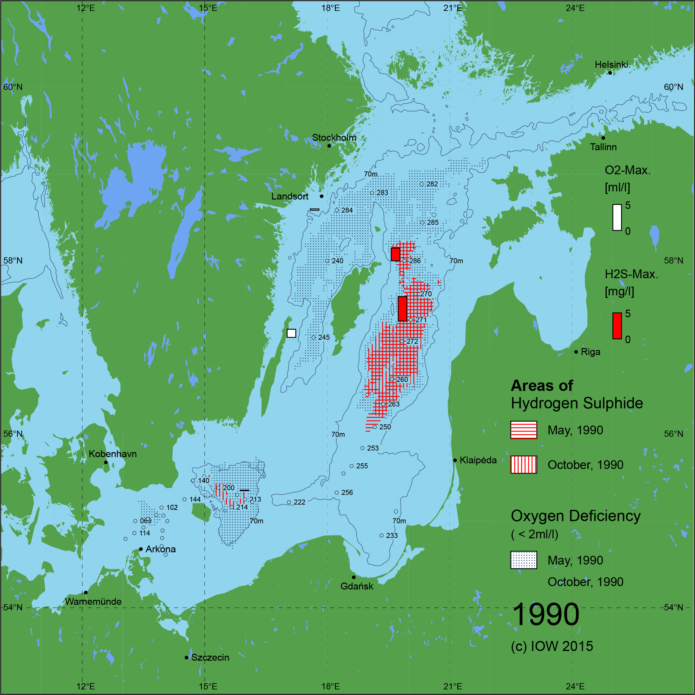 Sauerstoffarme und sauerstofffreie Gebiete in der Ostsee - 1990