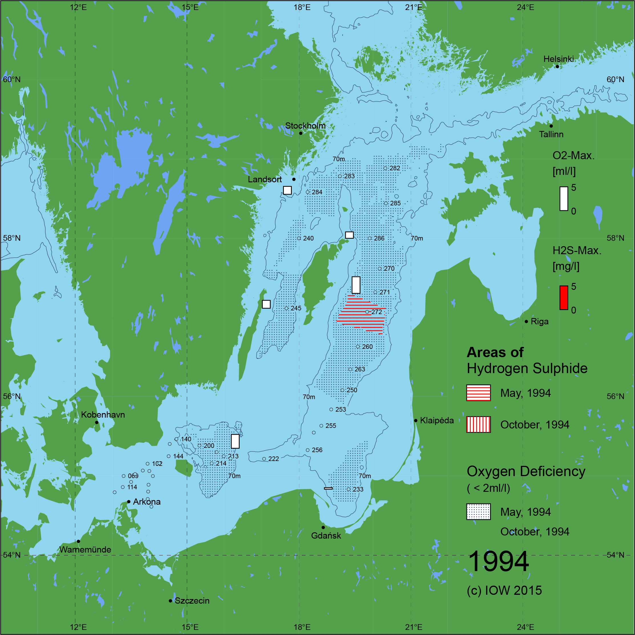 Sauerstoffarme und sauerstofffreie Gebiete in der Ostsee - 1994