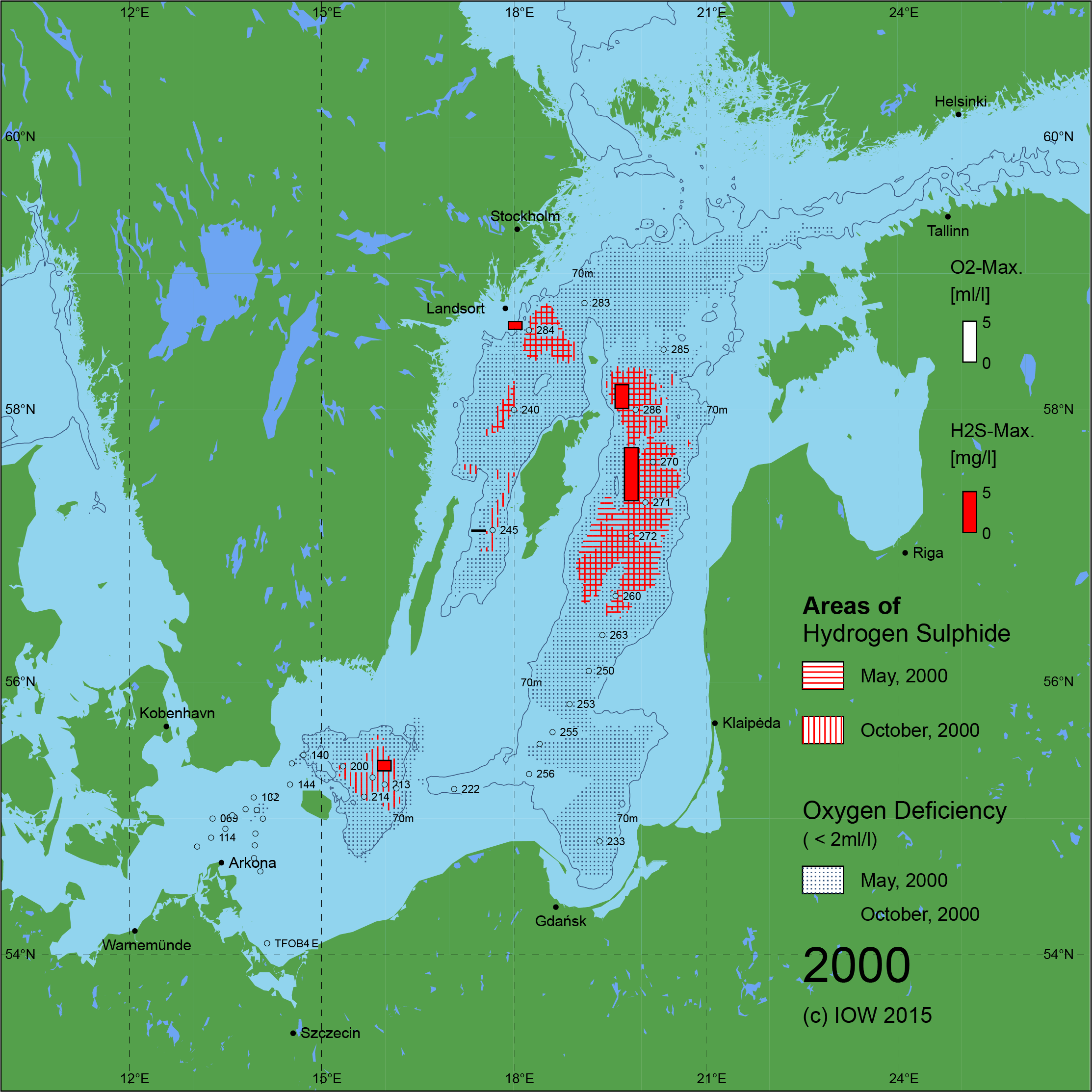 Sauerstoffarme und sauerstofffreie Gebiete in der Ostsee - 2000
