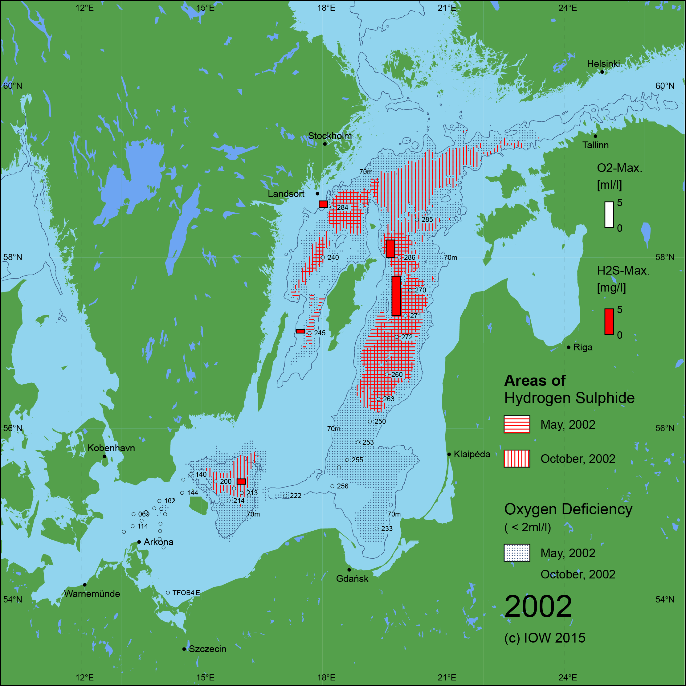 Sauerstoffarme und sauerstofffreie Gebiete in der Ostsee - 2002
