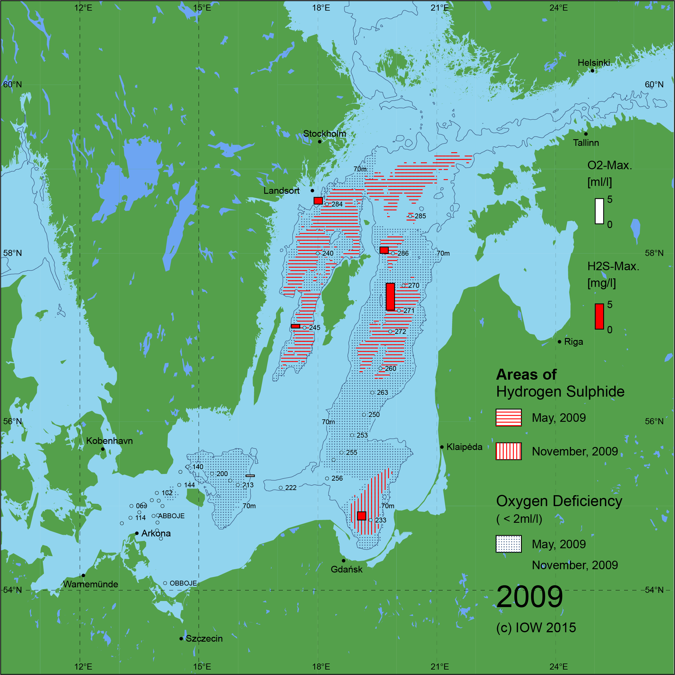 Sauerstoffarme und sauerstofffreie Gebiete in der Ostsee - 2009