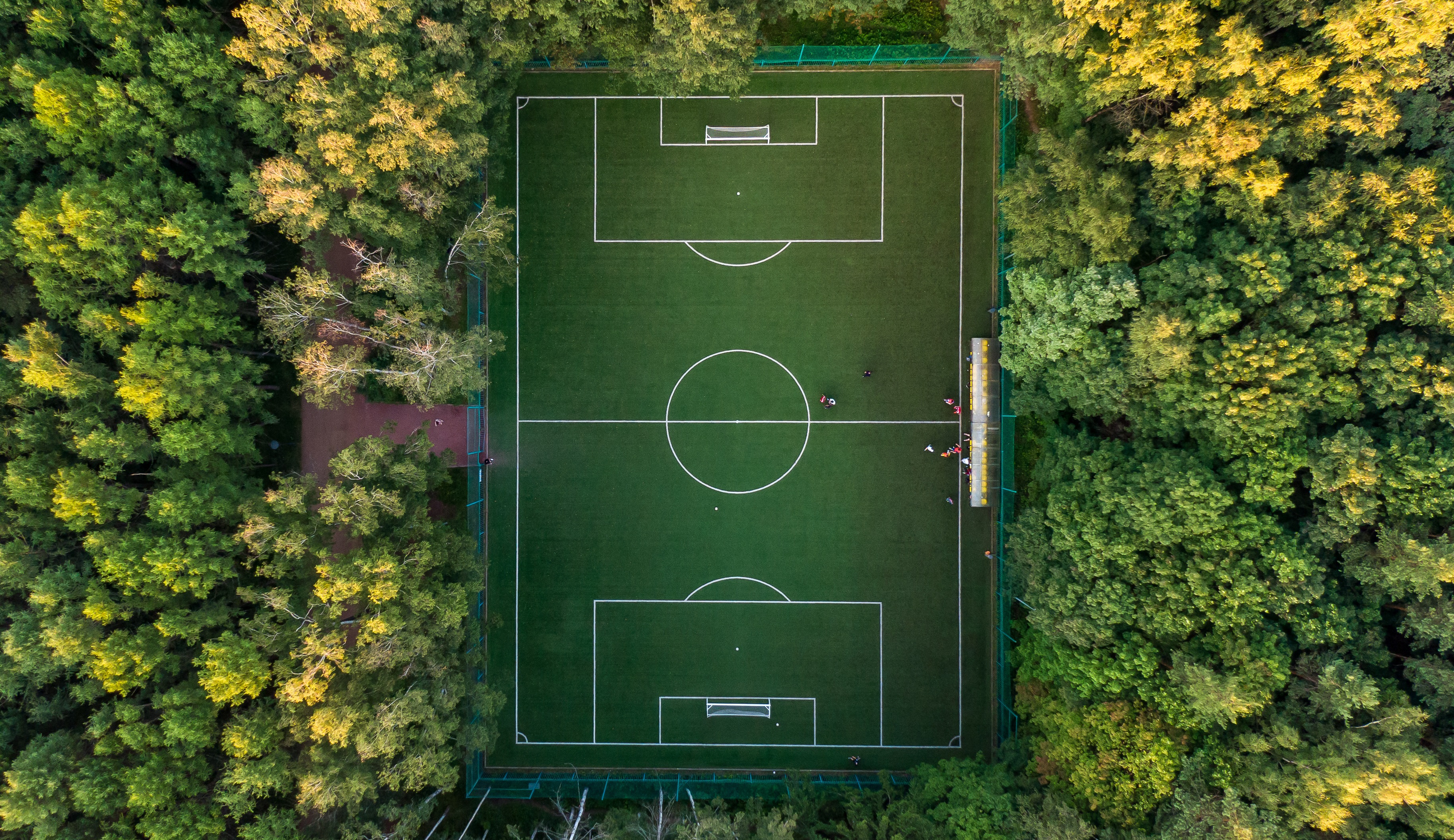 Top view of a soccer field