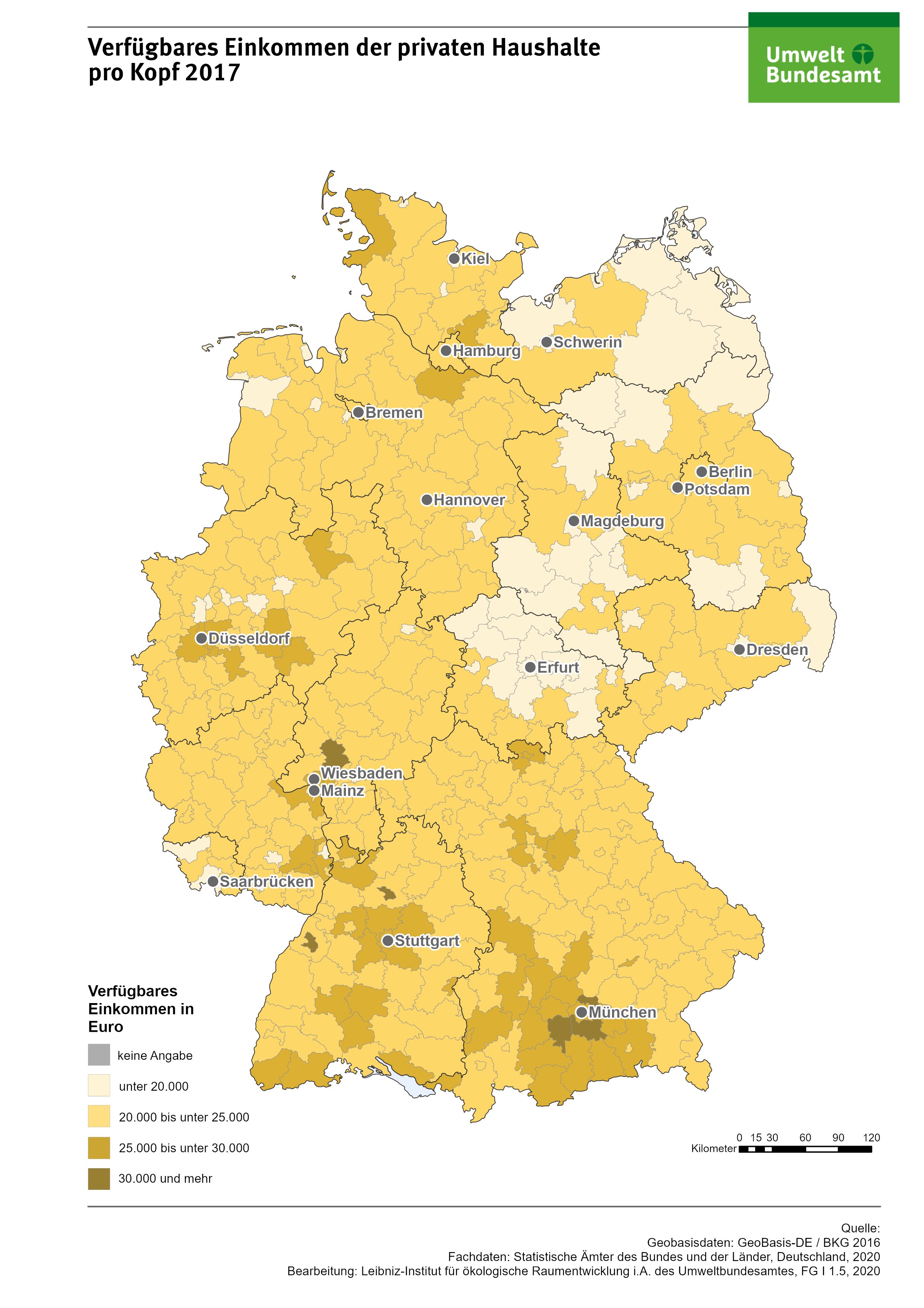 Karte zu Verfügbares Einkommen 2017
