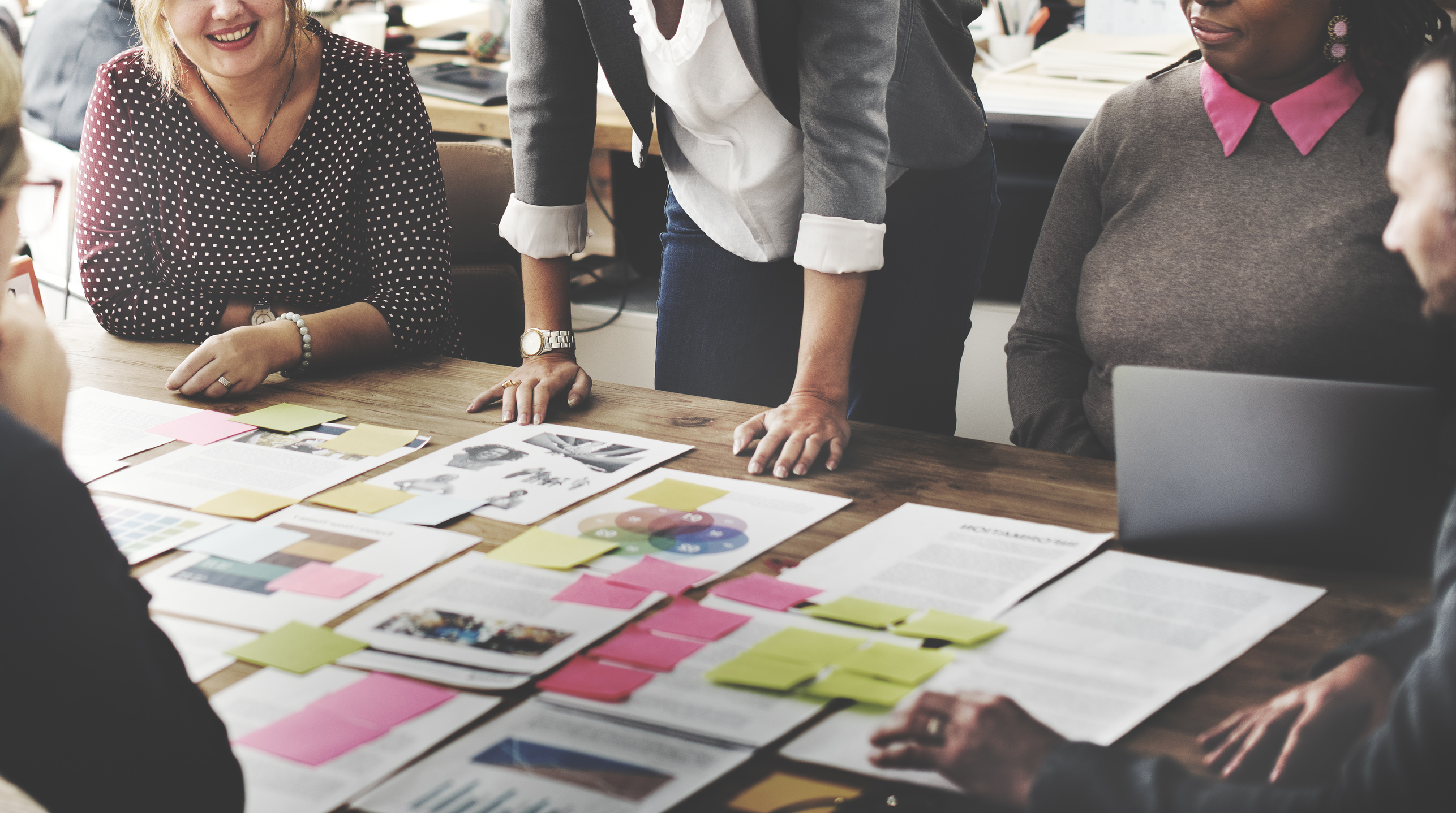 People working on a presentation