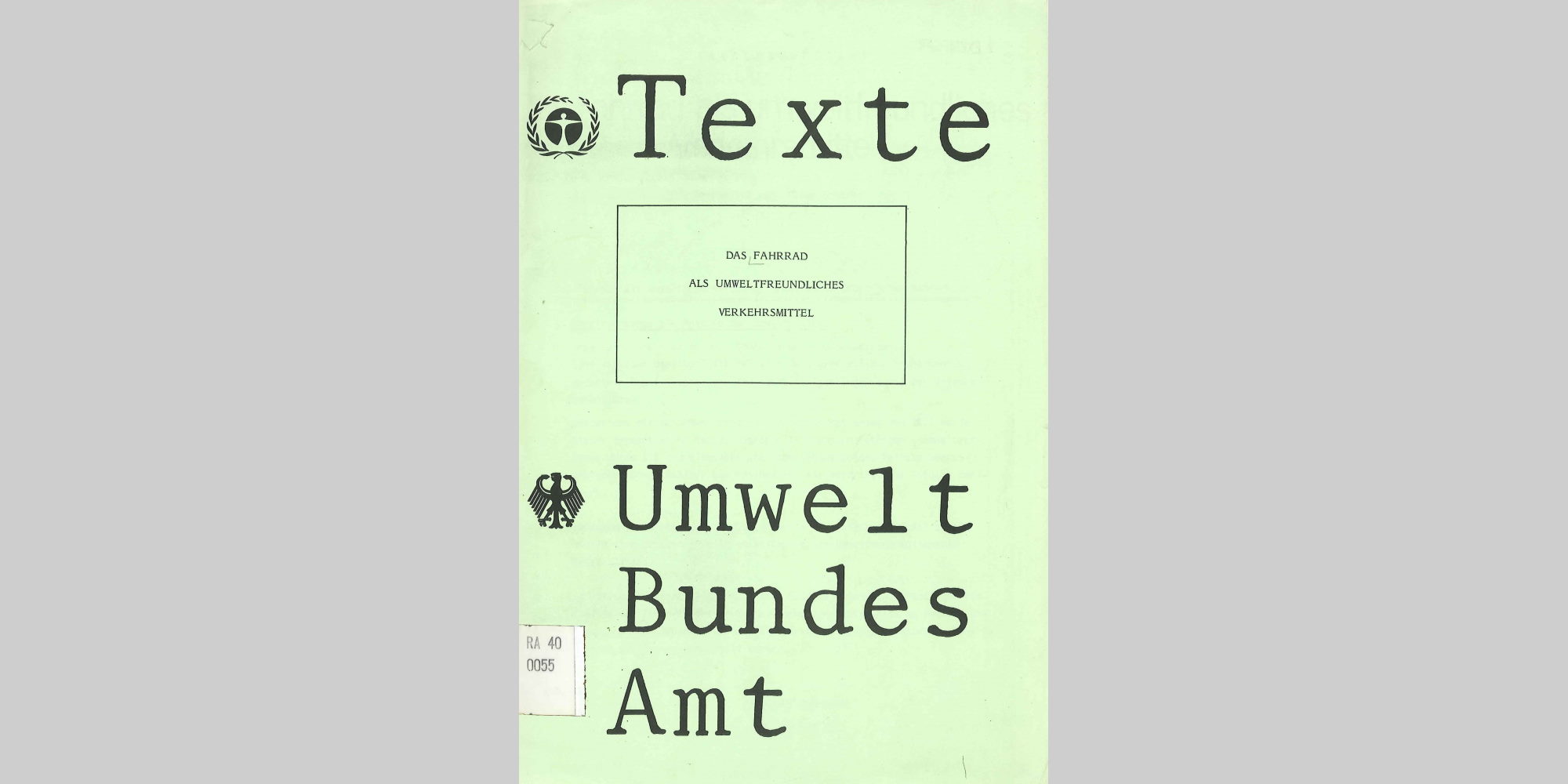 Cover des 1. Bandes der UBA-Reihe 'Texte'