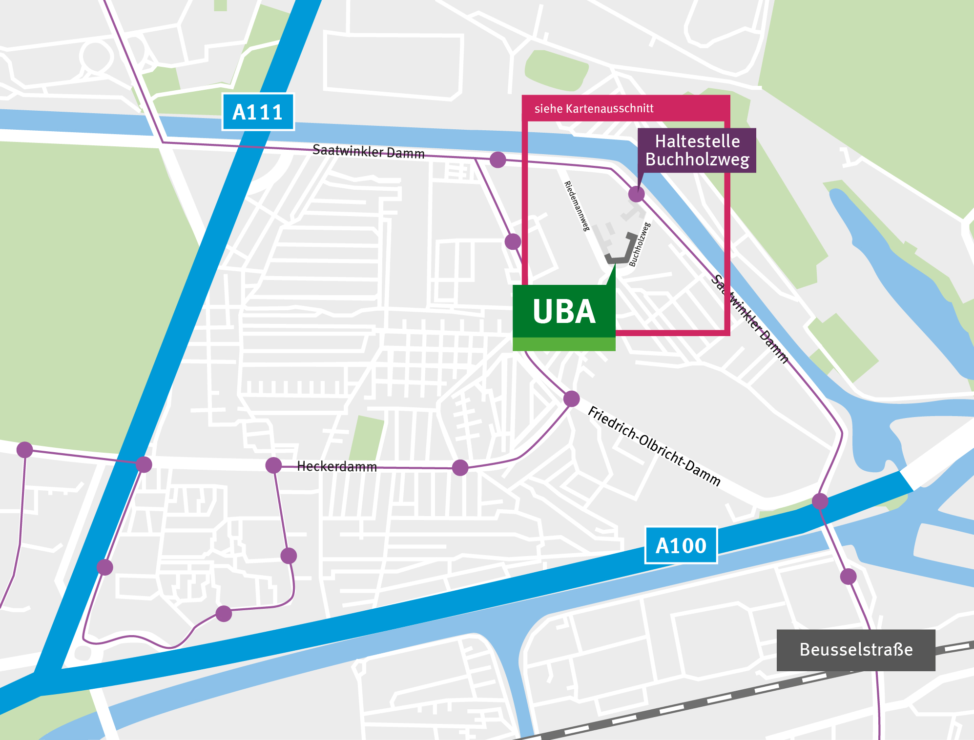 Map of the German Environment Agency's temporary offices in City Campus Berlin (Buchholzweg)