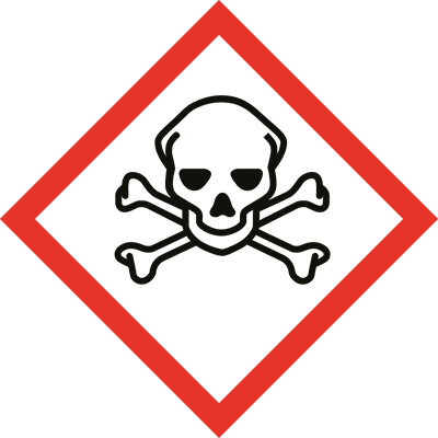 Rechteck mit Totenkopf dient als Gefahrenpiktogramm für Chemikalien