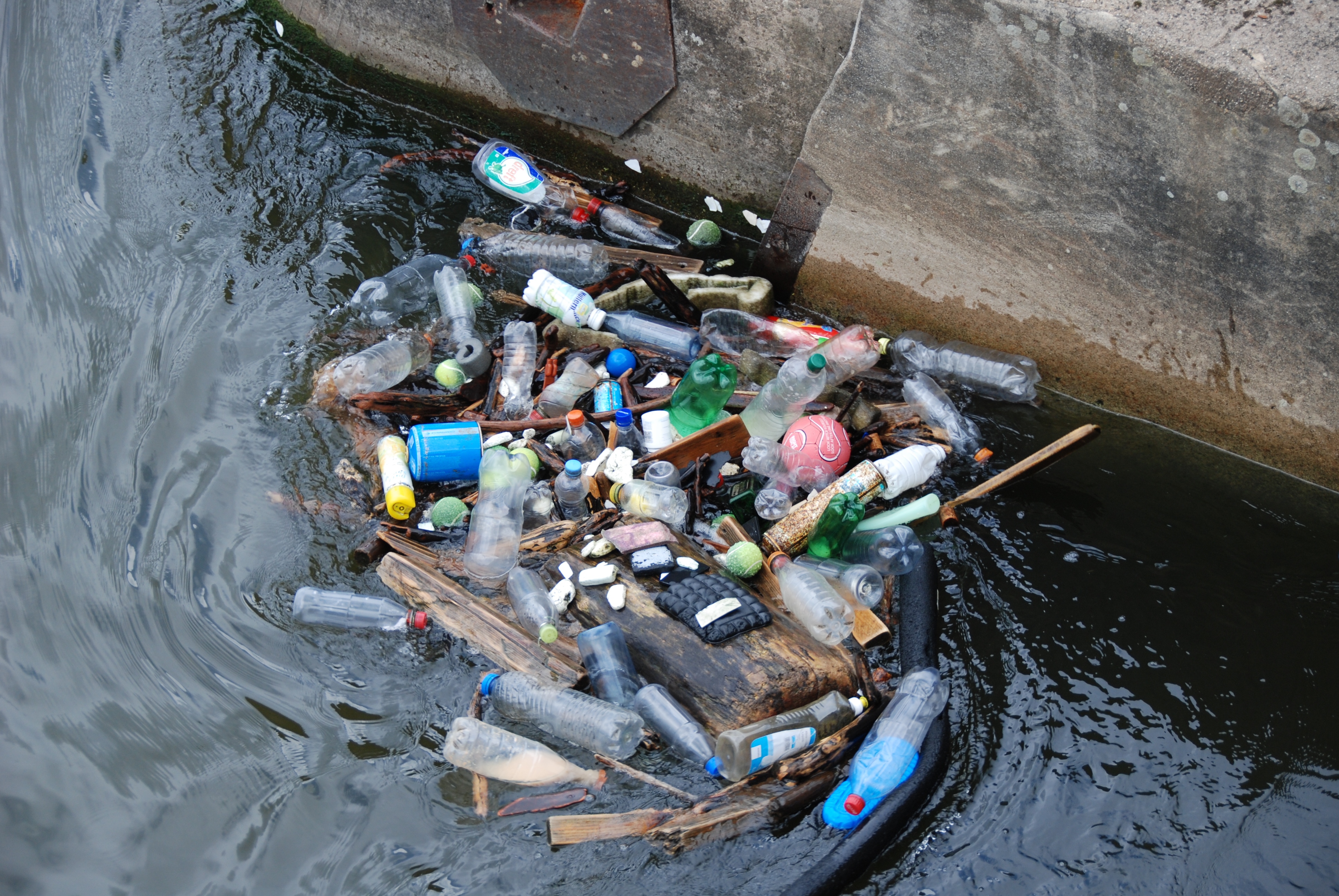 plastic waste in the water