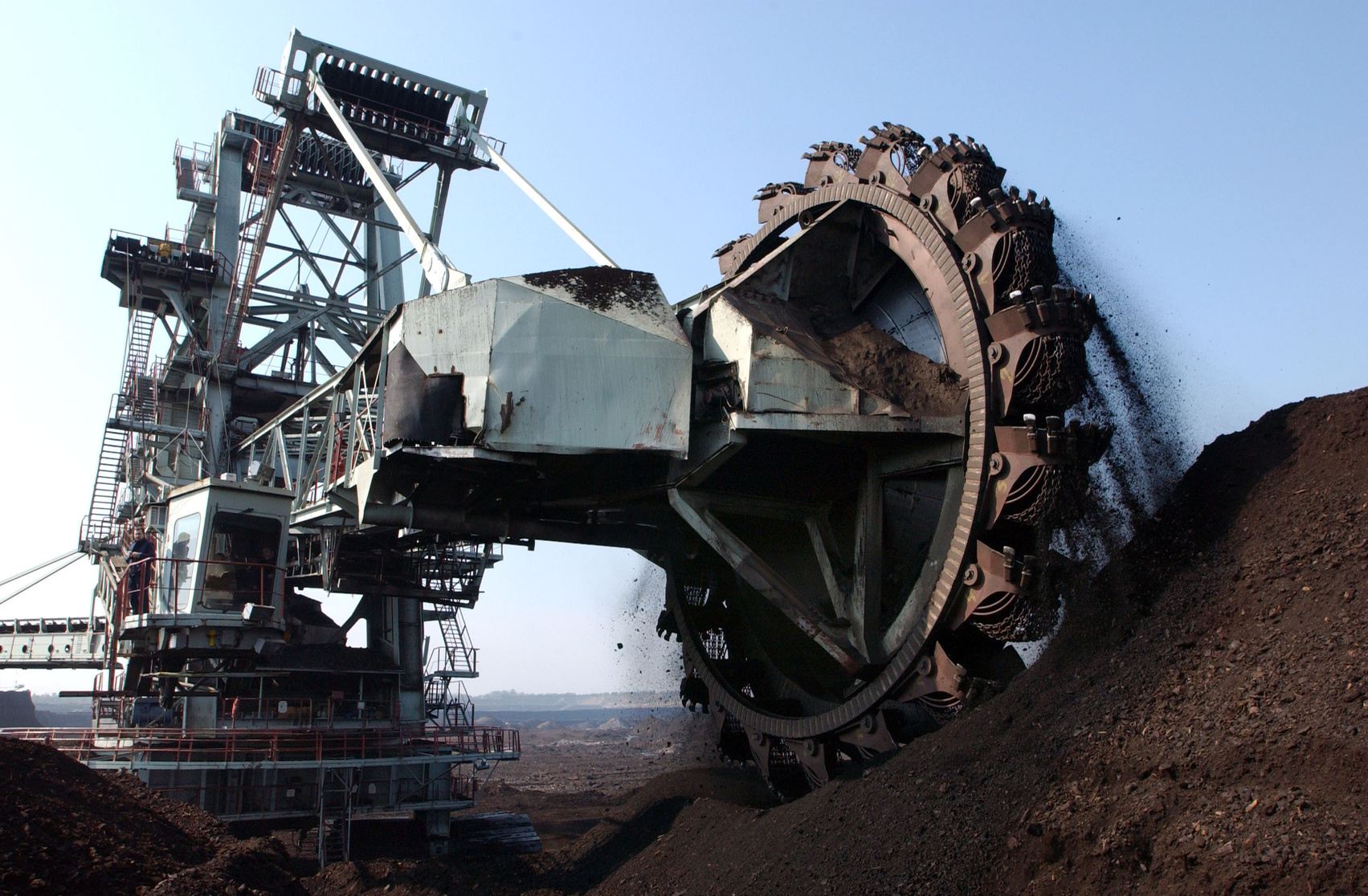 Excavators at work in an open pit