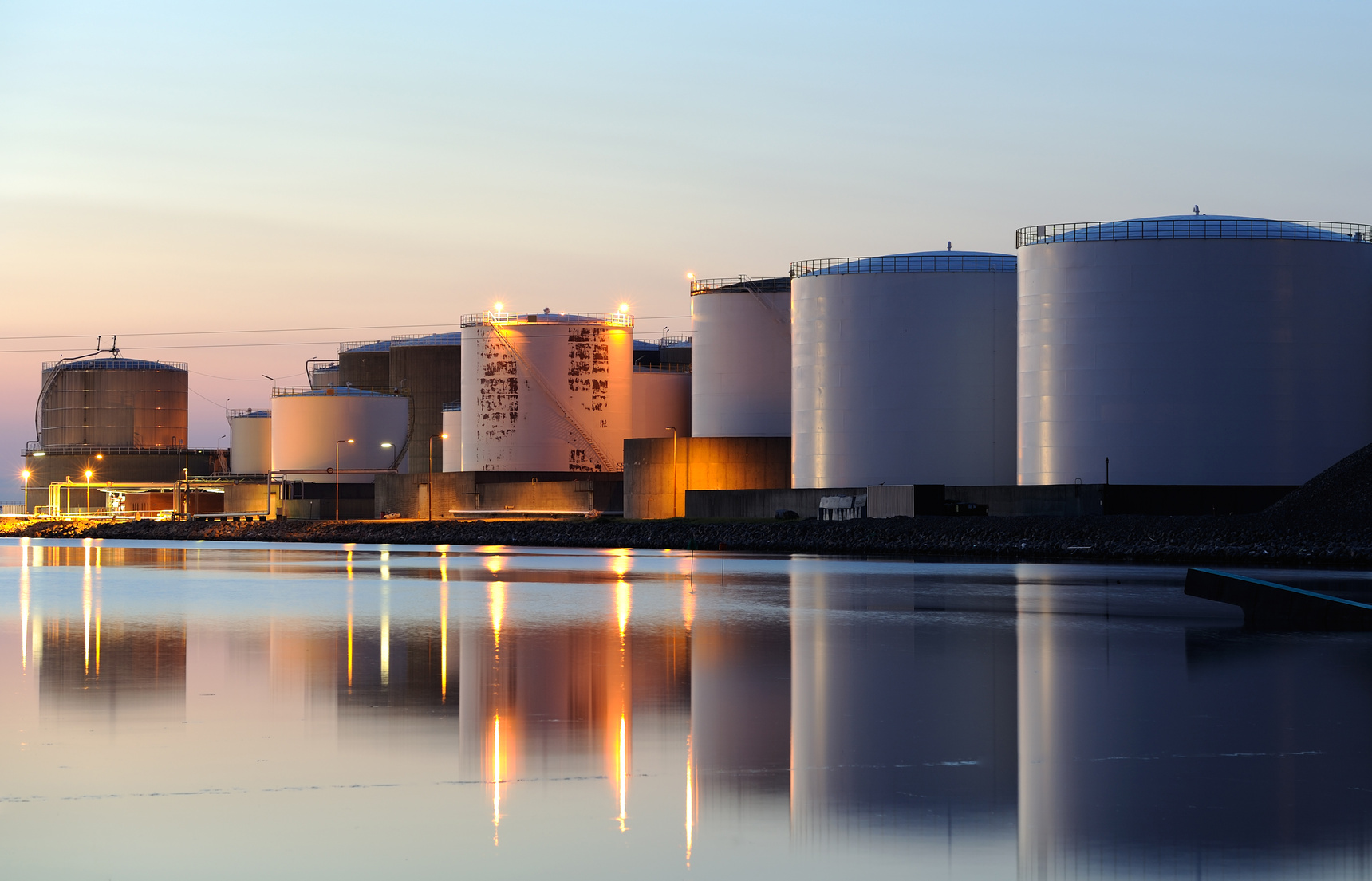 Oil storage tanks at the port