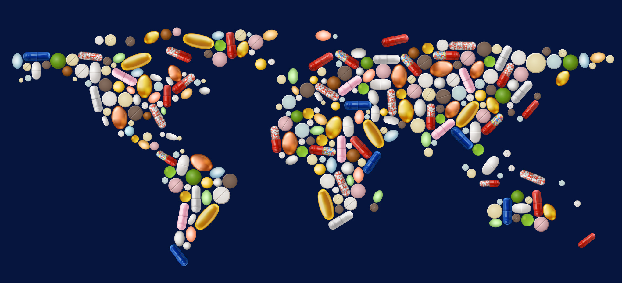 World map of pills