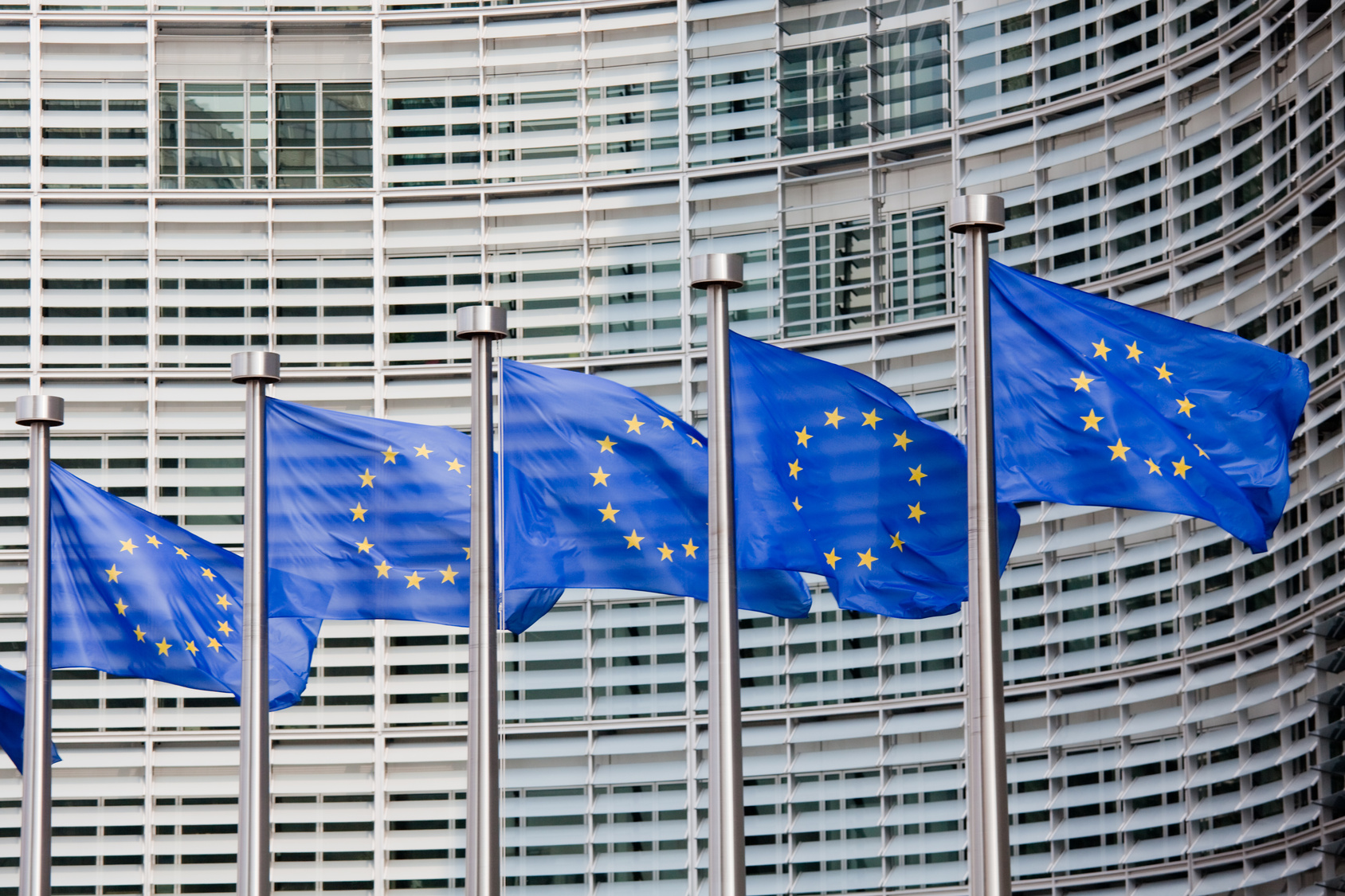 Europäische Flaggen vor dem Europäischen Parlament