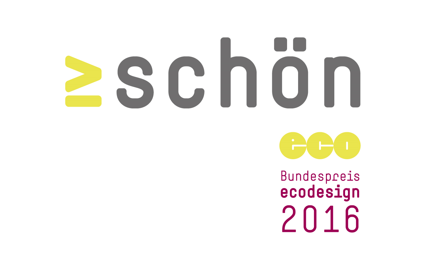 Das Wort "schön" als Logo des diesjährigen Bundespreis Ecodesign.