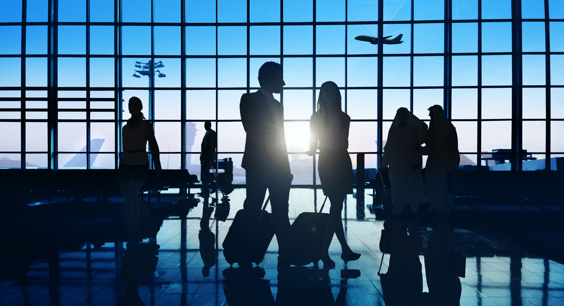 business travellers in an airport