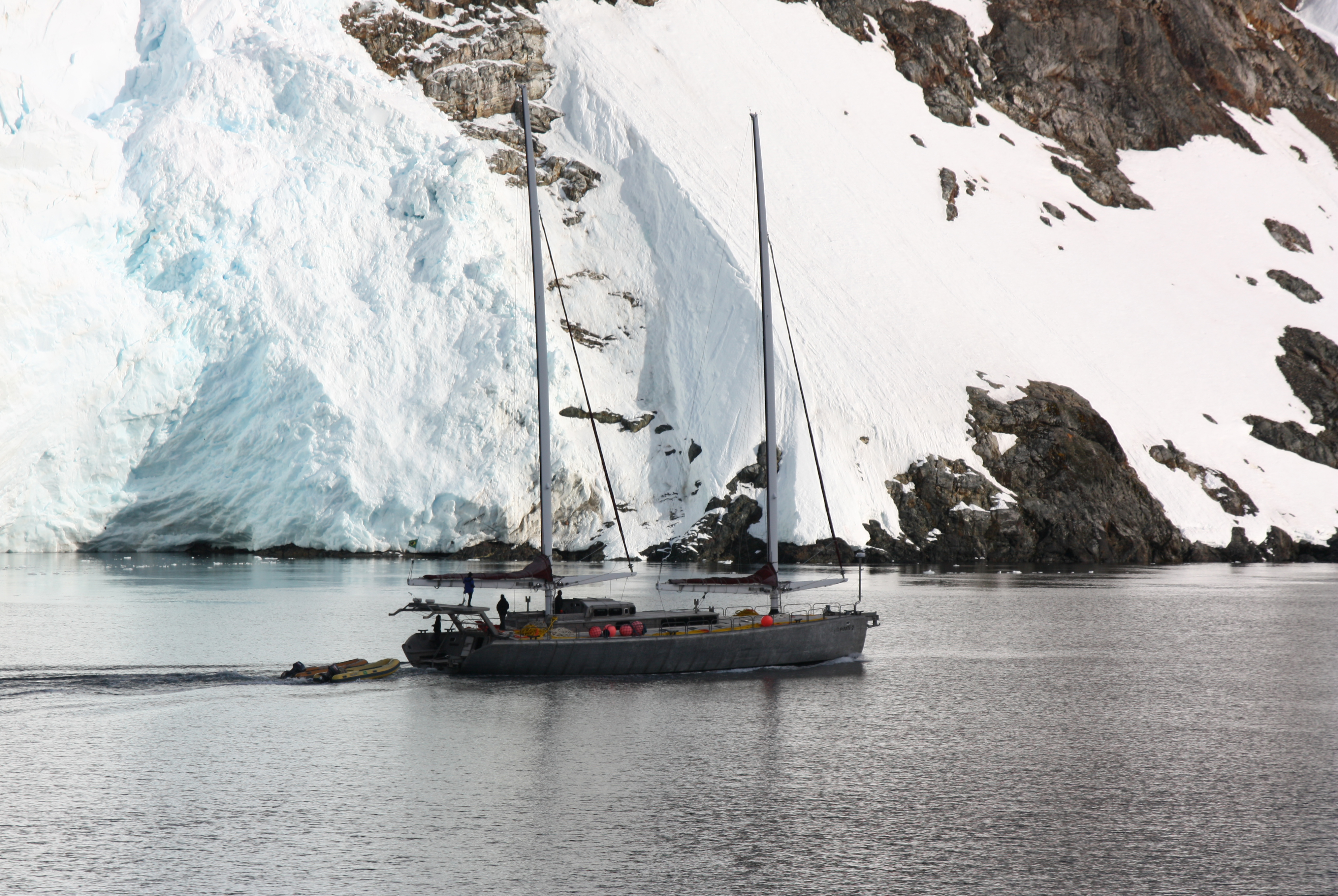 a private yacht in the Antarctic