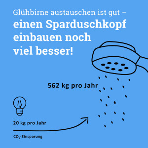 Glühbirne austauschen ist gut - einen Sparduschkopf einbauen noch viel besser.