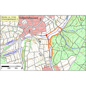 Kartendarstellung des Rundweges in der Studienlandschaft Schwingbachgtal