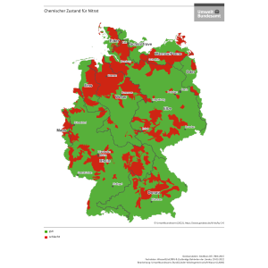 Grundwasserkörper in schlechtem Zustand bezüglich Nitrat (2022)