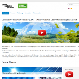 Startseite der Website "Cleaner Production Germany"