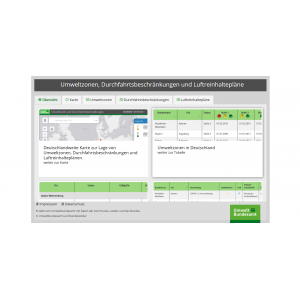 Startseite der Website GISU über die Umweltzonen und Luftreinhaltepläne