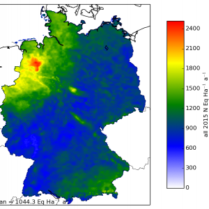 Räumliche Verteilung der Deposition von Gesamtstickstoff