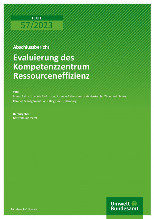 Cover von Texte 57/2023 Evaluierung des Kompetenzzentrum Ressourceneffizienz