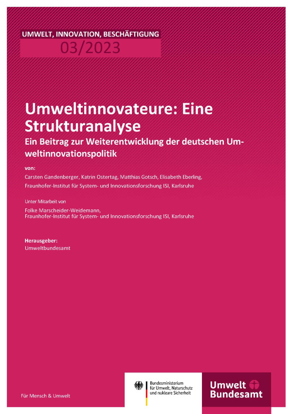 Cover von 2023_06_19_Umwelt, Innovation_03_2023_Umweltinnovateure_Strukturanalyse