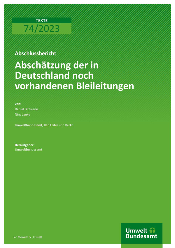 Cover des Berichts "Abschätzung der in Deutschland noch vorhandenen Bleileitungen"