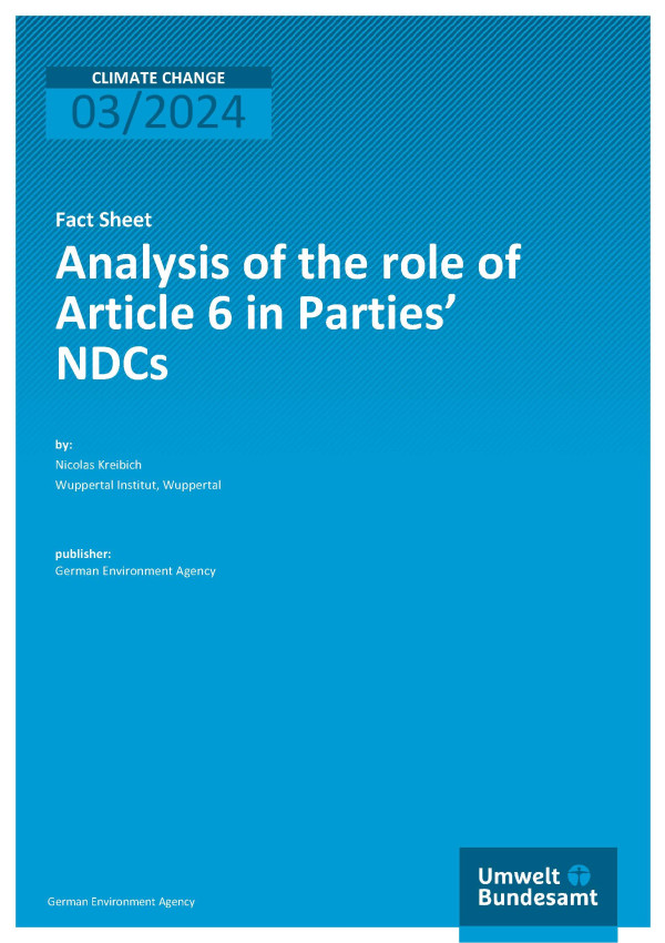 Cover of report "Analysis of the role of Article 6 in Parties’ NDCs"