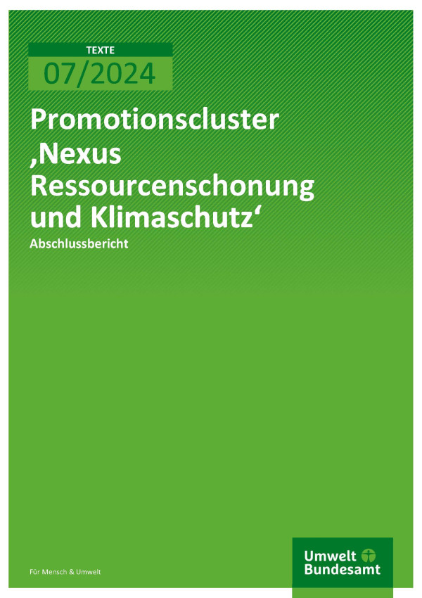 Cover des Berichts "Promotionscluster „Nexus Ressourcenschonung und Klimaschutz“"