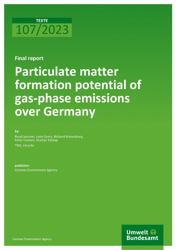 Cover of the report "Particulate matter formation potential of gas-phase emissions over Germany"