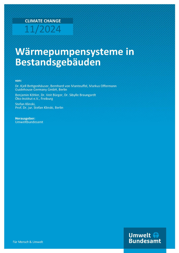 Cover des Berichts "Wärmepumpensysteme in Bestandsgebäuden"