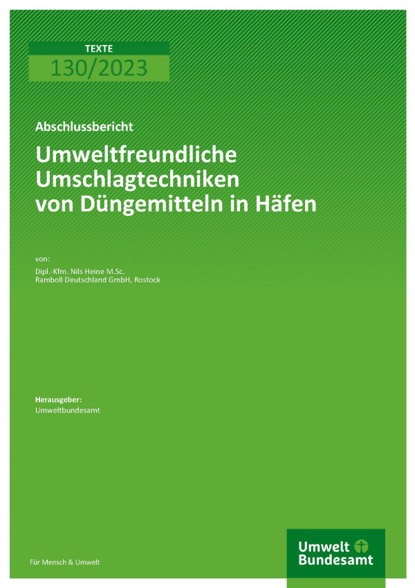 Cover des Berichts "Umweltfreundliche Umschlagtechniken von Düngemitteln in Häfen"