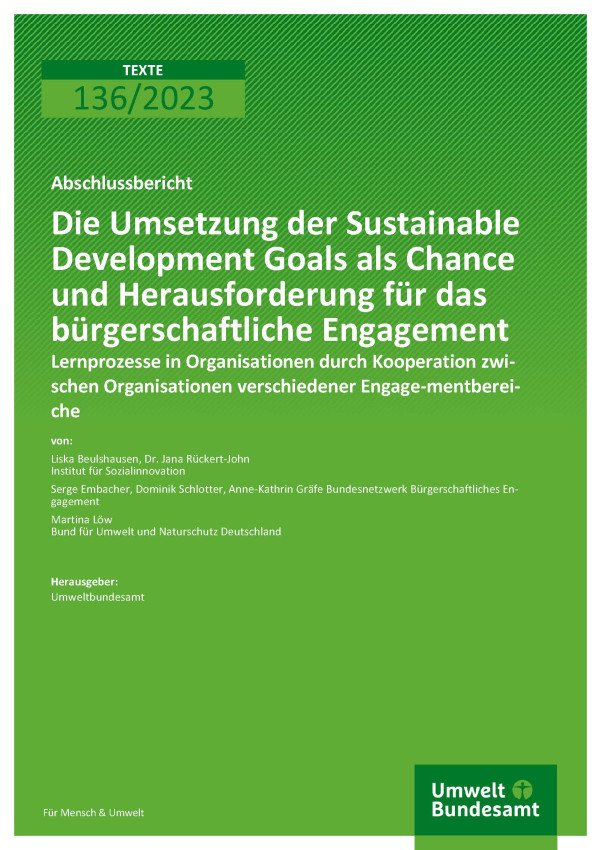 Cover des Berichts "Die Umsetzung der Sustainable Development Goals als Chance und Herausforderung für das Bürgerschaftliche Engagement"