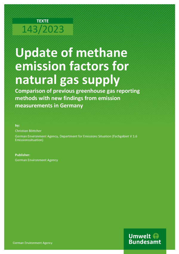 Cover of report "Update of methane emission factors for natural gas supply"