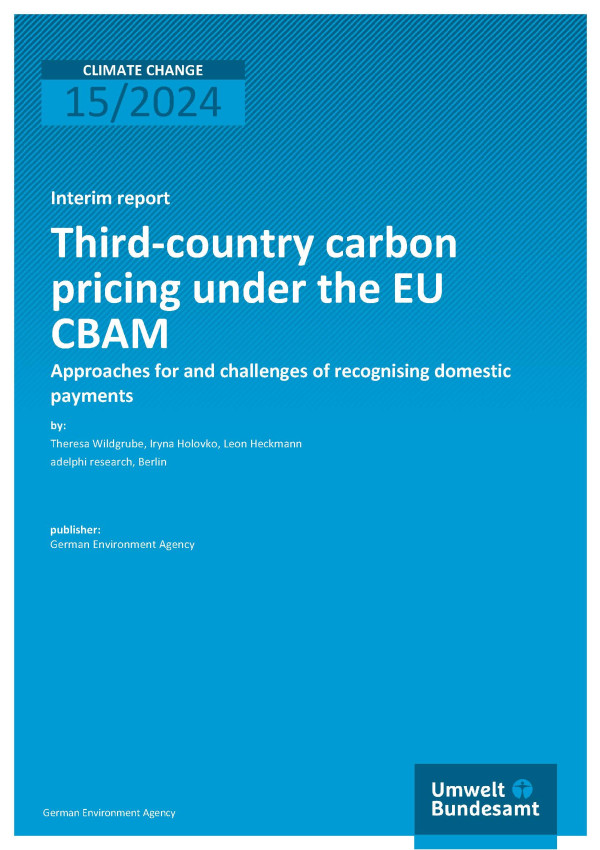 Cover of report "Third-country carbon pricing under the EU CBAM" 