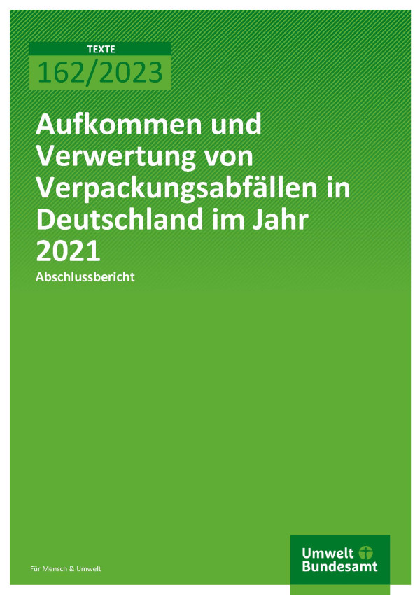Cover des Berichts "Aufkommen und Verwertung von Verpackungsabfällen in Deutschland im Jahr 2021"