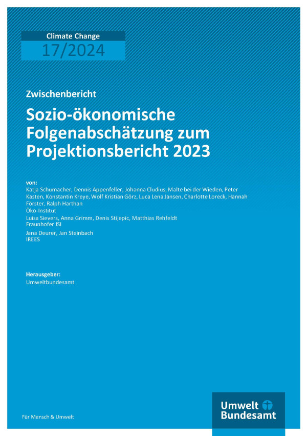 Cover des Berichts "Sozio-ökonomische Folgenabschätzung zum Projektionsbericht 2023"
