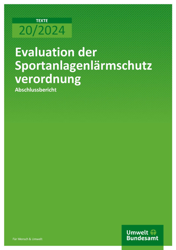 Cover des Berichts "Evaluation der Sportanlagenlärmschutzverordnung"