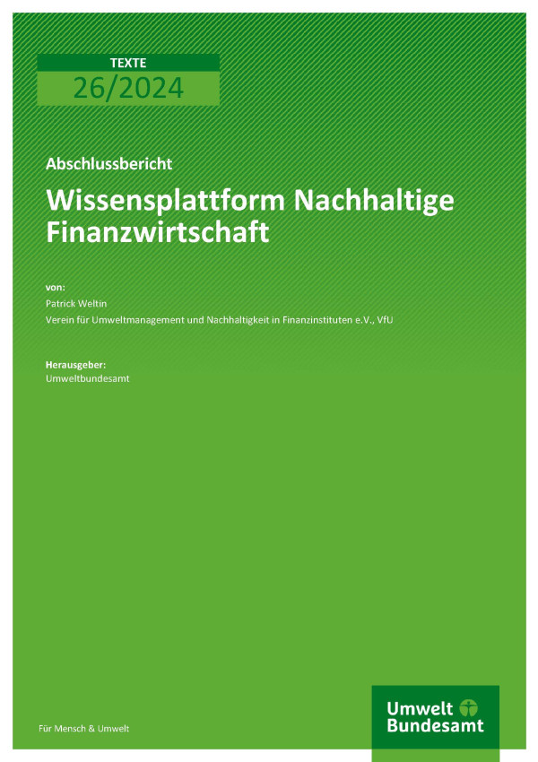 Cover des Berichts "Wissensplattform Nachhaltige Finanzwirtschaft" 