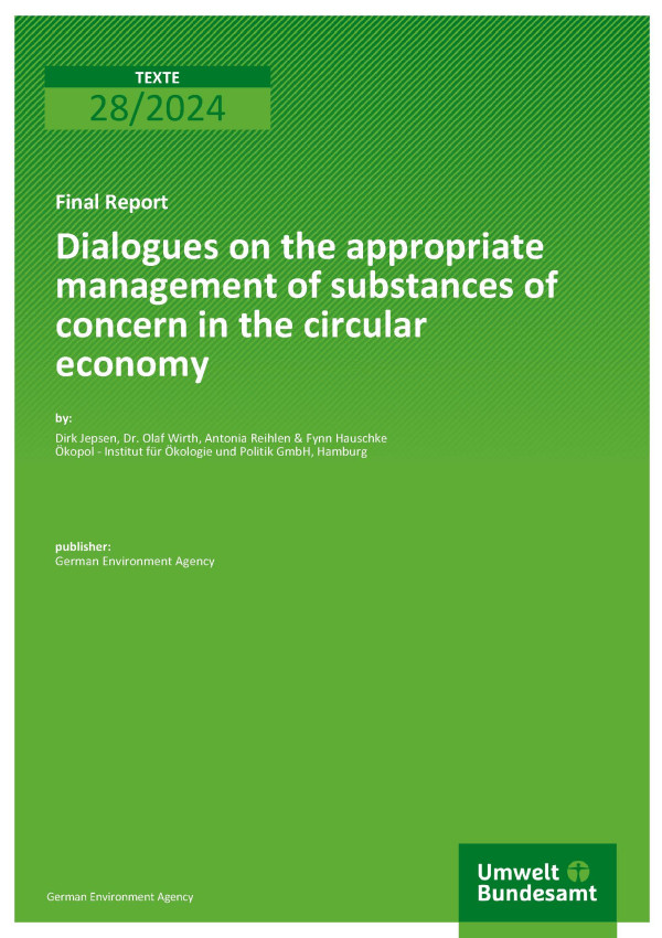 Cover of report "Dialogues on the appropriate management of substances of concern in the circular economy"