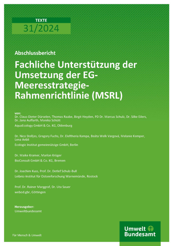 Cover des Berichts "Fachliche Unterstützung der Umsetzung der EG-Meeresstrategie-Rahmenrichtlinie (MSRL)"