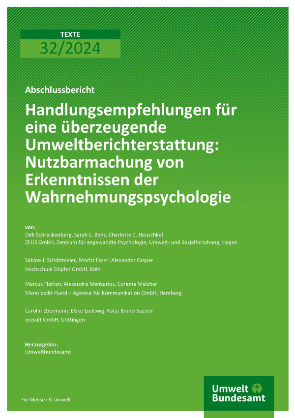 Cover des Berichts "Handlungsempfehlungen für eine überzeugende Umweltberichterstattung"