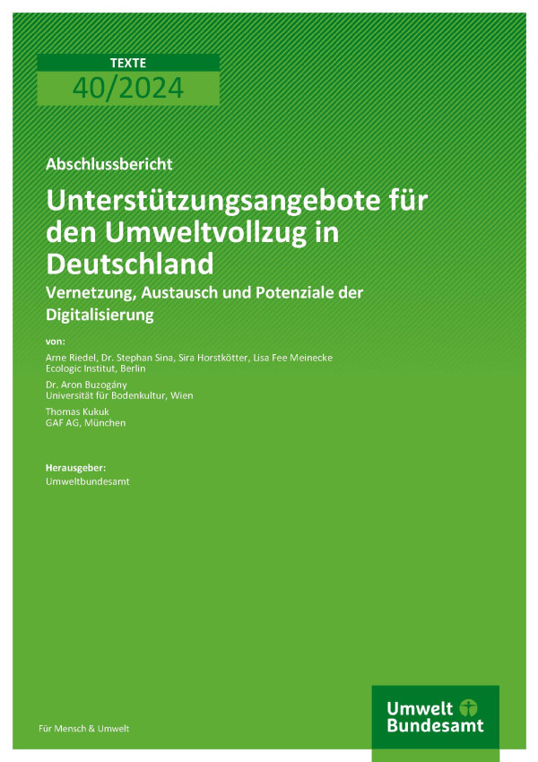 Cover des Berichts "Unterstützungsangebote für den Umweltvollzug in Deutschland"